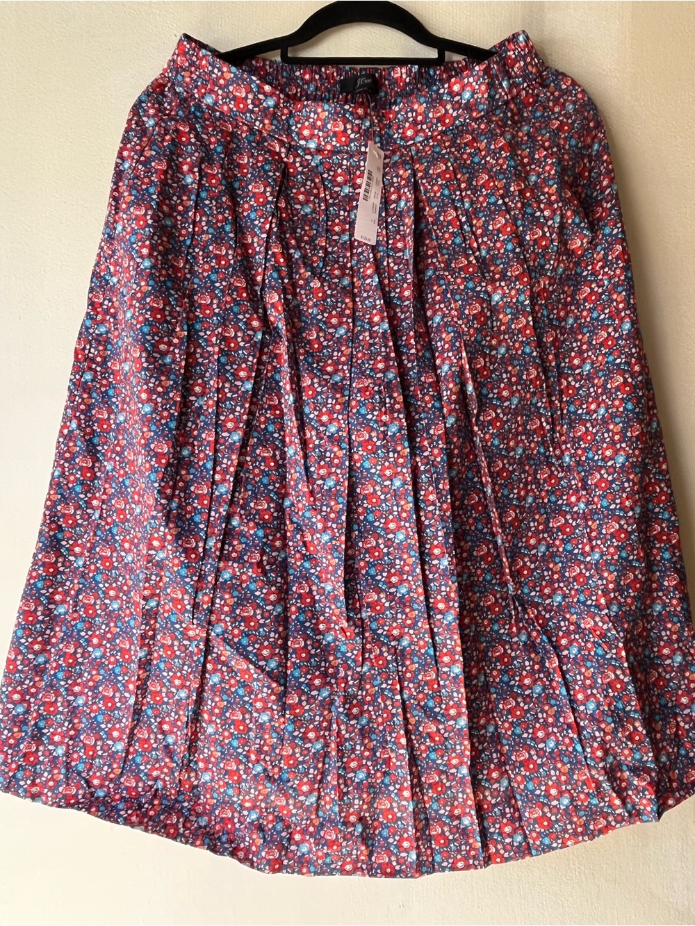J.Crew Floral Pleated Skirt Blue & Red Size 4 NWT
